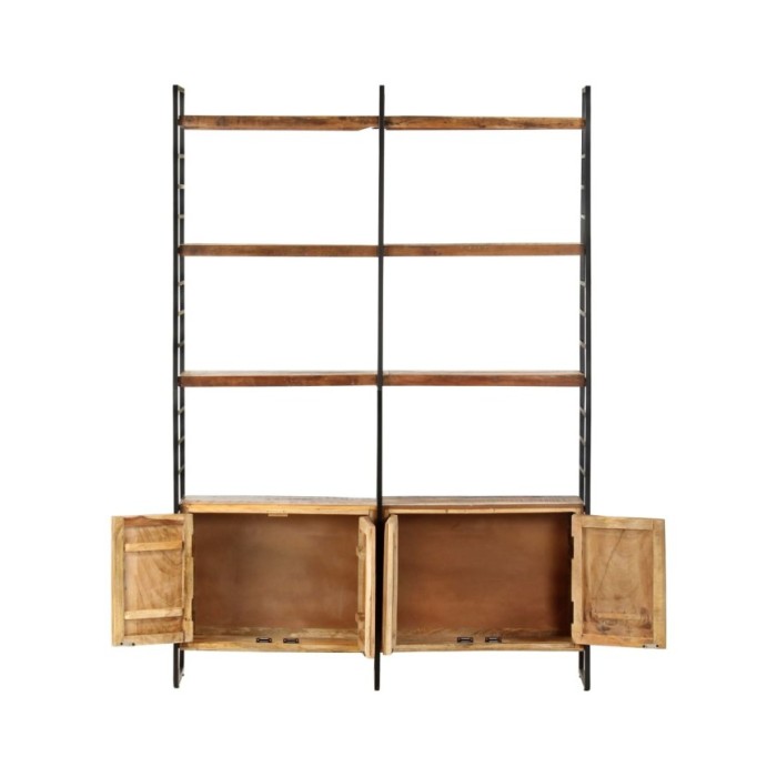 Bibliothèque 4 niveaux 124x30x180cm Bois solide de récupération