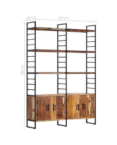 Bibliothèque 4 niveaux 124x30x180cm Bois solide de récupération