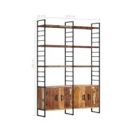 Bibliothèque 4 niveaux 124x30x180cm Bois solide de récupération