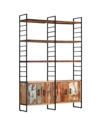 Bibliothèque 4 niveaux 124x30x180cm Bois solide de récupération