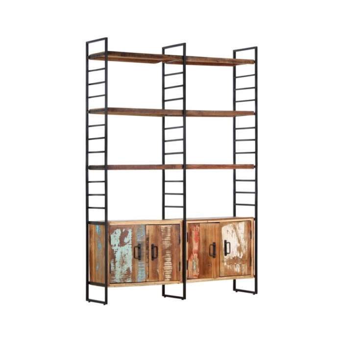 Bibliothèque 4 niveaux 124x30x180cm Bois solide de récupération