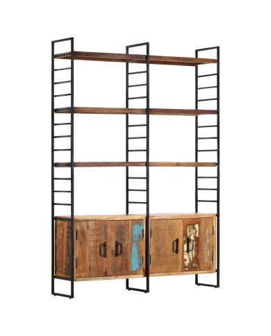 Bibliothèque 4 niveaux 124x30x180cm Bois solide de récupération