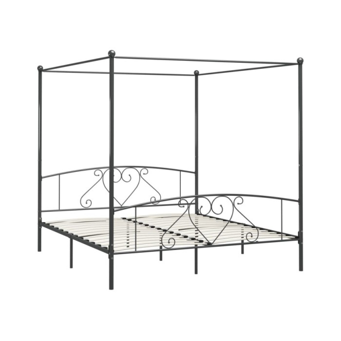 Cadre de lit à baldaquin Gris Métal 180 x 200 cm 