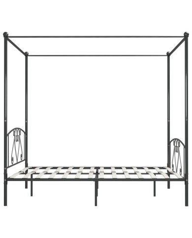 Cadre de lit à baldaquin Gris Métal 180 x 200 cm 