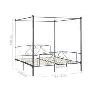 Cadre de lit à baldaquin Gris Métal 180 x 200 cm 