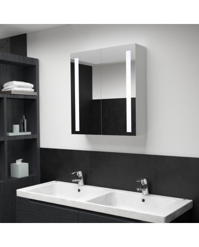 Armoire de salle de bain à miroir LED 60x14x62 cm