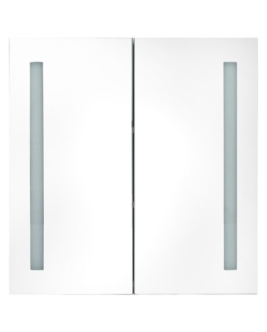 Armoire de salle de bain à miroir LED 60x14x62 cm