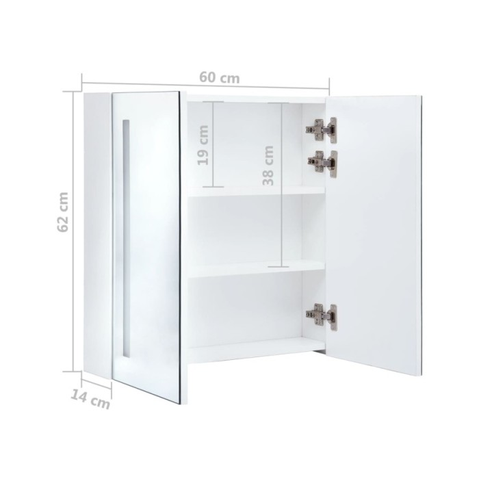 Armoire de salle de bain à miroir LED 60x14x62 cm
