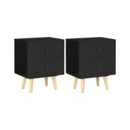 Tables de chevet 2 pcs Noir 40 x 30 x 50 cm Pin massif