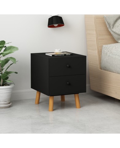 Tables de chevet 2 pcs Noir 40 x 30 x 50 cm Pin massif