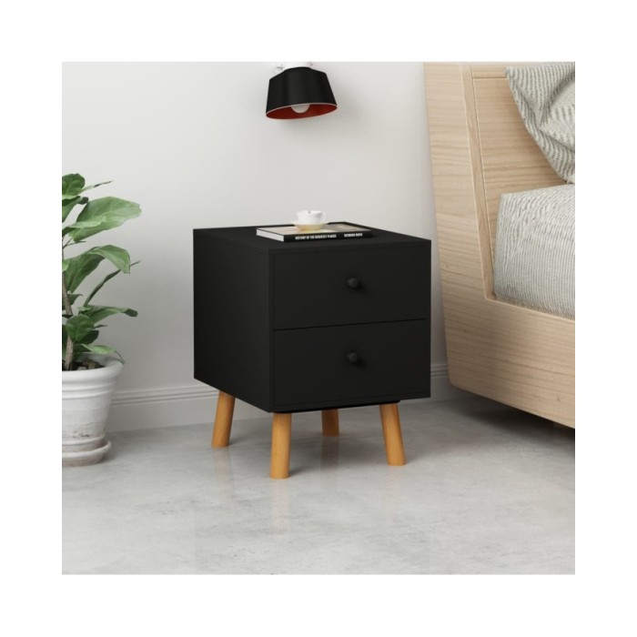 Tables de chevet 2 pcs Noir 40 x 30 x 50 cm Pin massif