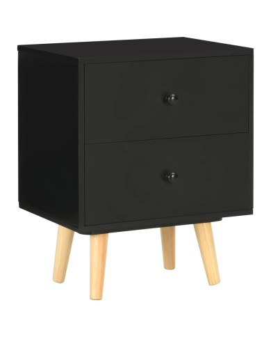 Tables de chevet 2 pcs Noir 40 x 30 x 50 cm Pin massif