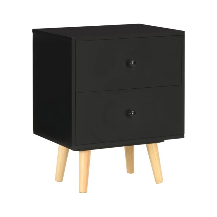Tables de chevet 2 pcs Noir 40 x 30 x 50 cm Pin massif