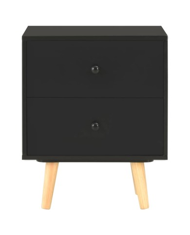 Tables de chevet 2 pcs Noir 40 x 30 x 50 cm Pin massif