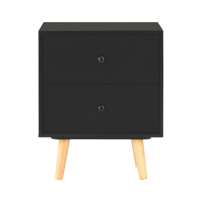 Tables de chevet 2 pcs Noir 40 x 30 x 50 cm Pin massif