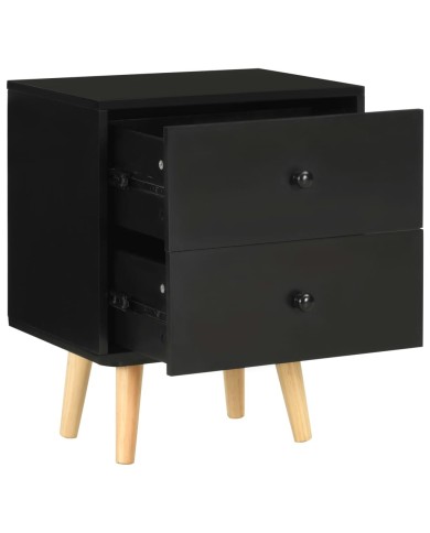 Tables de chevet 2 pcs Noir 40 x 30 x 50 cm Pin massif
