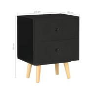 Tables de chevet 2 pcs Noir 40 x 30 x 50 cm Pin massif