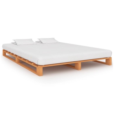 Cadre de lit de palette Marron Bois de pin massif 140 x 200 cm