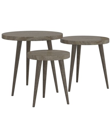 Ensemble de tables d'appoint 3 pcs Gris MDF et fer