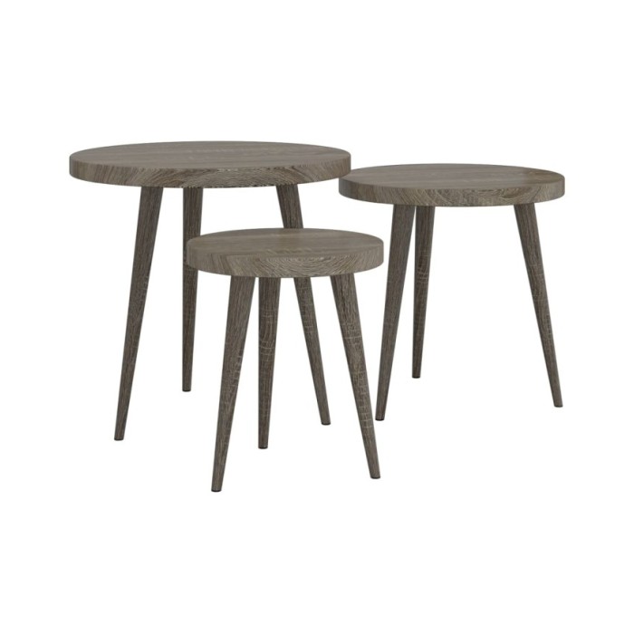 Ensemble de tables d'appoint 3 pcs Gris MDF et fer