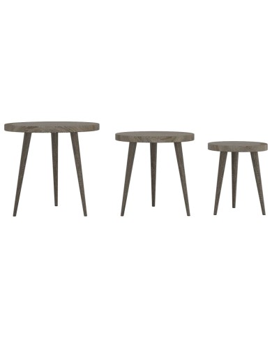 Ensemble de tables d'appoint 3 pcs Gris MDF et fer