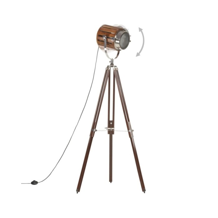 Lampadaire à trépied Bois de manguier massif 186 cm