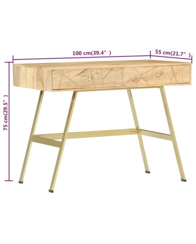 Bureau avec tiroirs 100x55x75 cm Bois solide de manguier