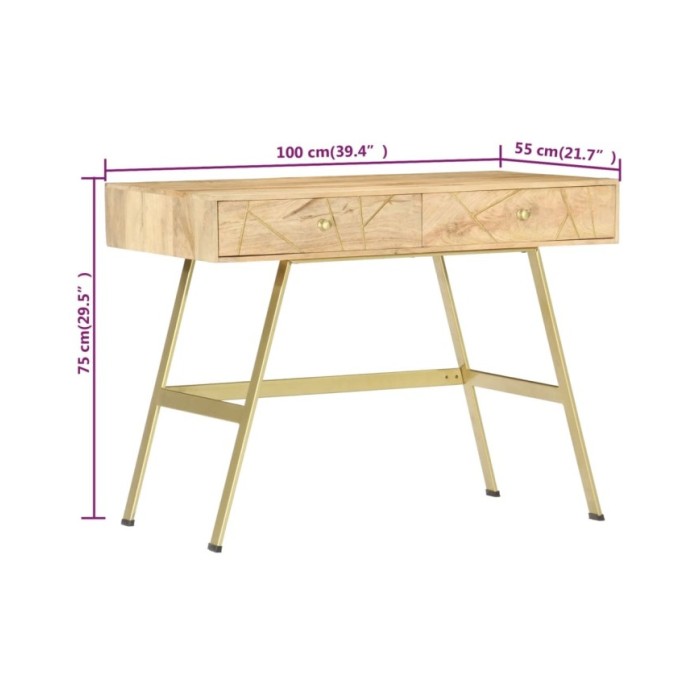 Bureau avec tiroirs 100x55x75 cm Bois solide de manguier