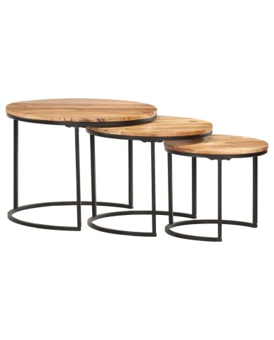 Tables gigognes 3 pcs Bois d'acacia massif