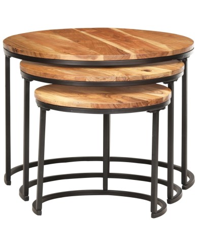 Tables gigognes 3 pcs Bois d'acacia massif