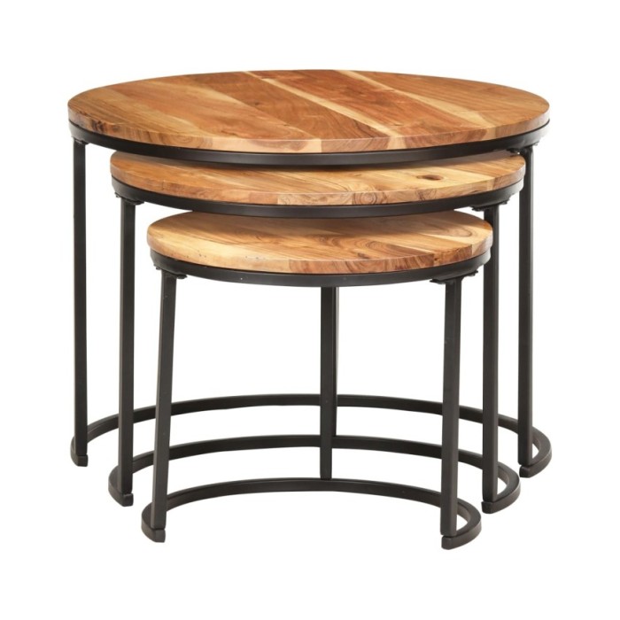 Tables gigognes 3 pcs Bois d'acacia massif