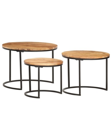 Tables gigognes 3 pcs Bois d'acacia massif