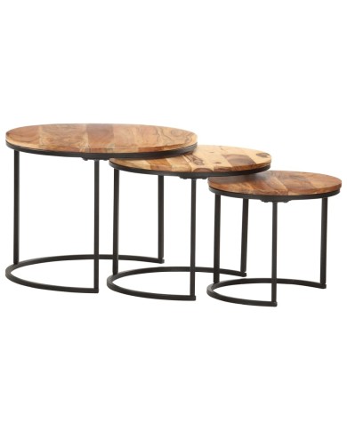 Tables gigognes 3 pcs Bois d'acacia massif