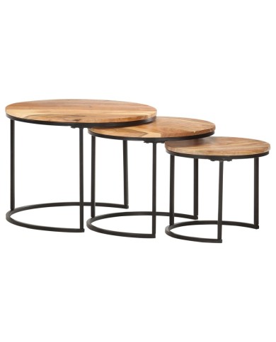 Tables gigognes 3 pcs Bois d'acacia massif