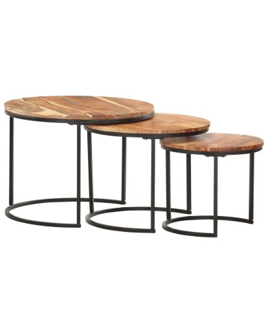 Tables gigognes 3 pcs Bois d'acacia massif