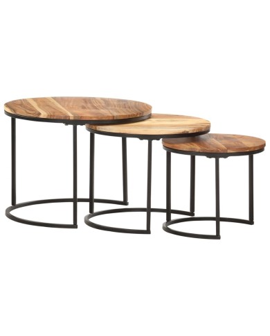 Tables gigognes 3 pcs Bois d'acacia massif