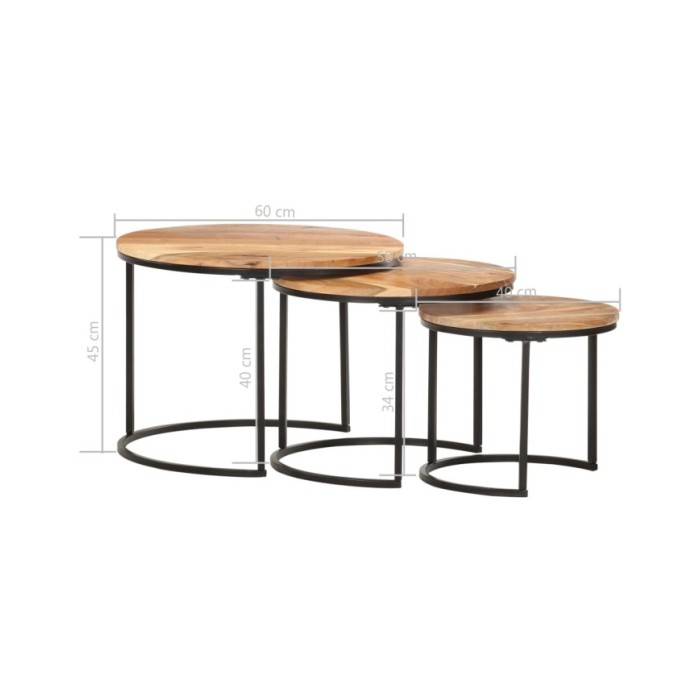 Tables gigognes 3 pcs Bois d'acacia massif