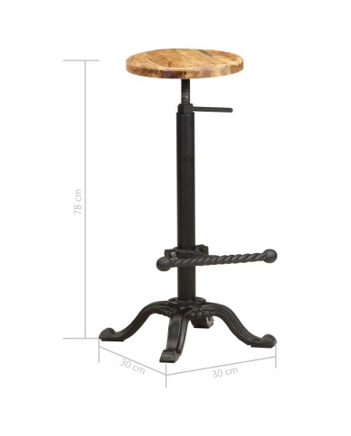 Chaises de bar 2 pcs Bois de manguier solide