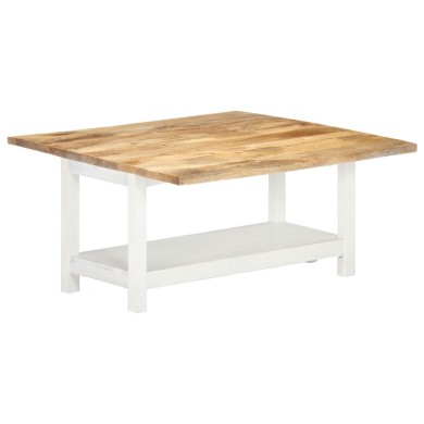 Table basse extensible Blanc 90x(45-90)x45 cm Bois de manguier