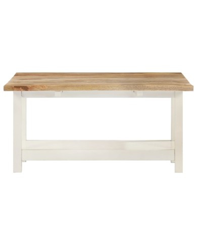 Table basse extensible Blanc 90x(45-90)x45 cm Bois de manguier