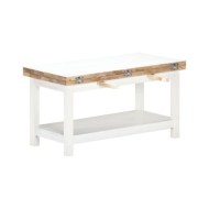 Table basse extensible Blanc 90x(45-90)x45 cm Bois de manguier