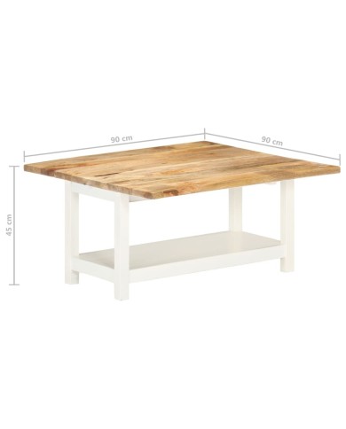 Table basse extensible Blanc 90x(45-90)x45 cm Bois de manguier