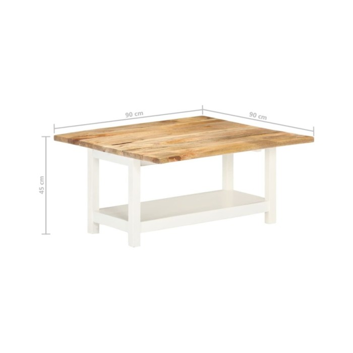 Table basse extensible Blanc 90x(45-90)x45 cm Bois de manguier