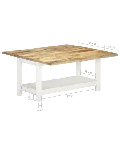 Table basse extensible Blanc 90x(45-90)x45 cm Bois de manguier