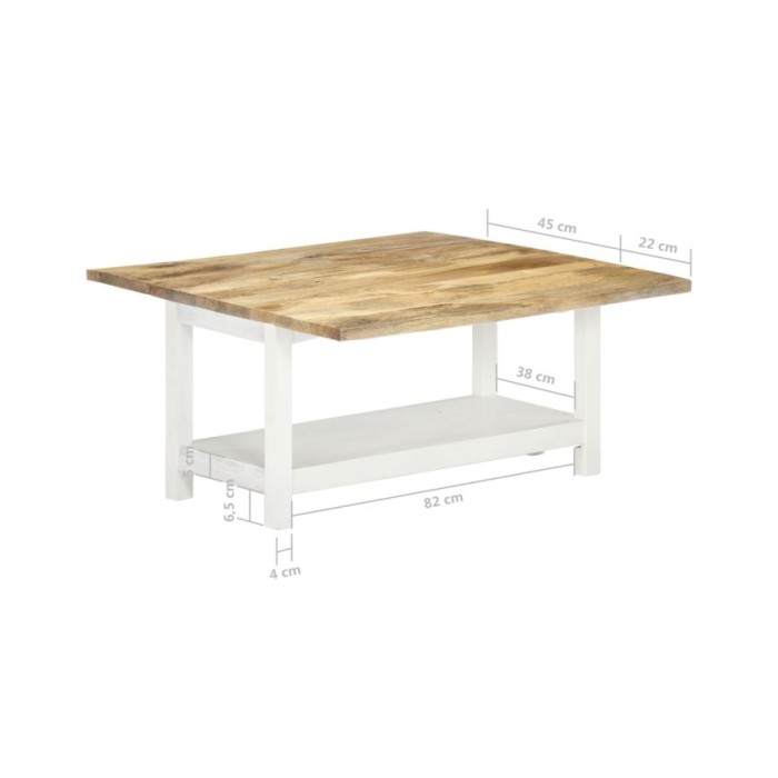 Table basse extensible Blanc 90x(45-90)x45 cm Bois de manguier