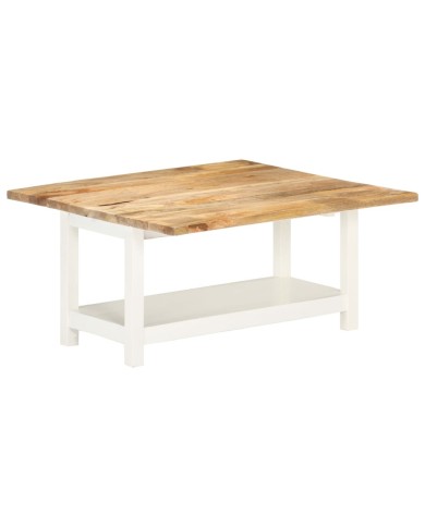 Table basse extensible Blanc 90x(45-90)x45 cm Bois de manguier