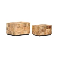 Tables basses 2 pcs avec design de blocs Bois de manguier brut