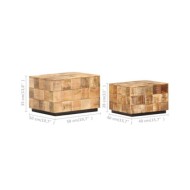 Tables basses 2 pcs avec design de blocs Bois de manguier brut