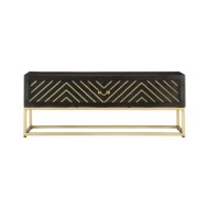 Table basse Noir et doré 90x50x35 cm Bois solide de manguier