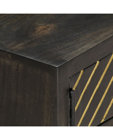 Table basse Noir et doré 90x50x35 cm Bois solide de manguier